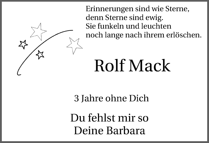 Traueranzeigen Von Rolf Mack Trauer In Nrw De