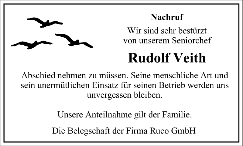 Traueranzeigen Von Rudolf Veith Trauer In NRW De