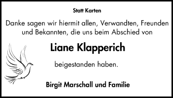 Traueranzeigen Von Liane Klapperich Trauer In NRW De