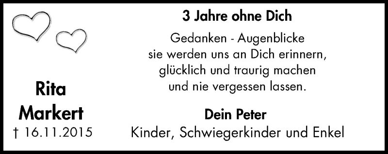 Traueranzeigen Von Rita Markert Trauer In NRW De