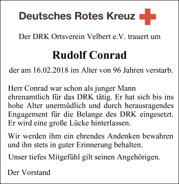 Traueranzeigen Von Rudolf Conrad Trauer In Nrw De