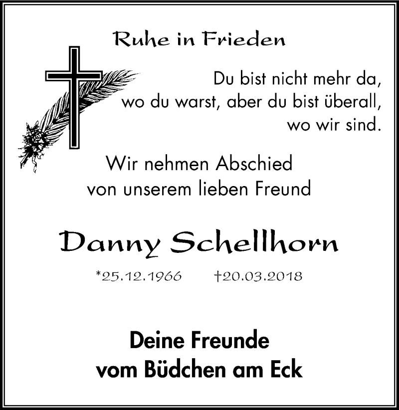 Traueranzeigen Von Danny Schellhorn Trauer In Nrw De