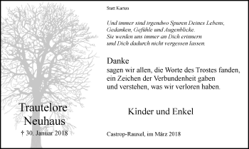 Traueranzeigen Von Trautelore Neuhaus Trauer In Nrw De