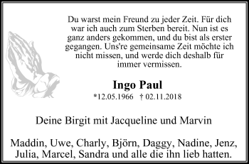 Traueranzeigen Von Ingo Paul Trauer In NRW De