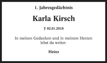 Traueranzeigen Von Karla Kirsch Trauer In Nrw De