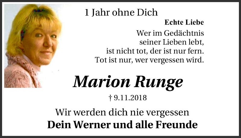 Traueranzeigen Von Marion Runge Trauer In NRW De