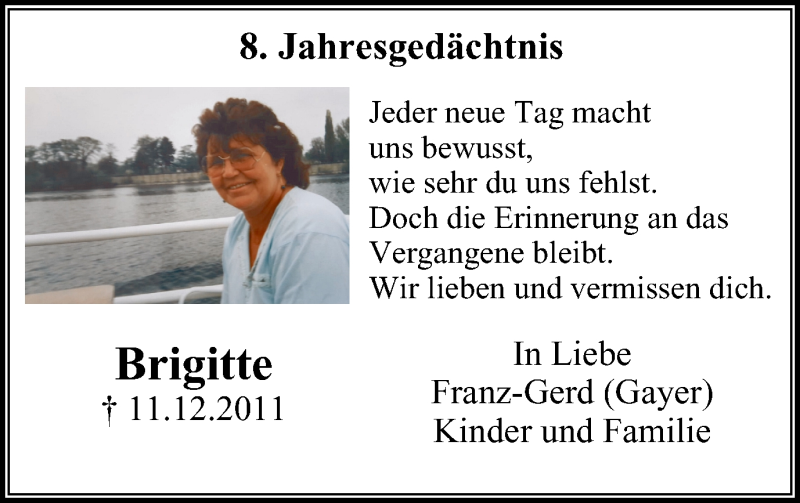 Traueranzeigen Von Brigitte F Rster Trauer In Nrw De