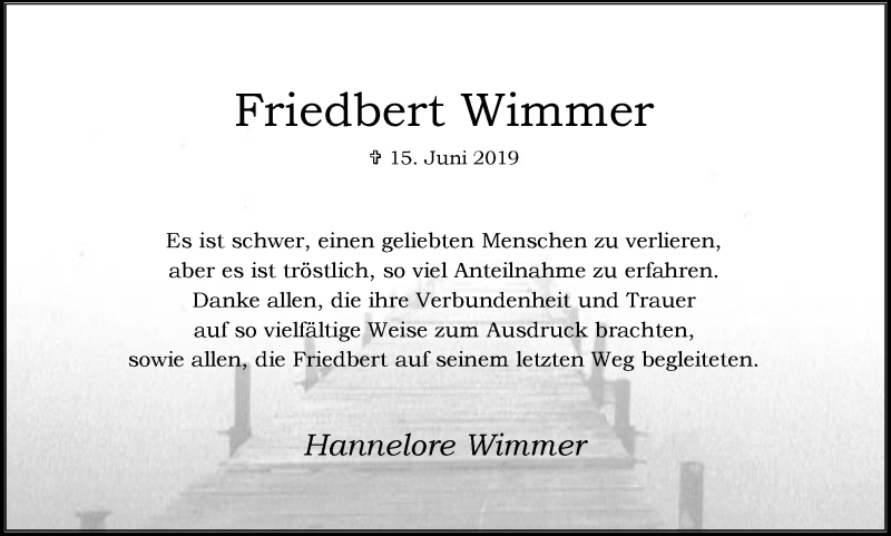 Traueranzeigen Von Friedbert Wimmer Trauer In Nrw De