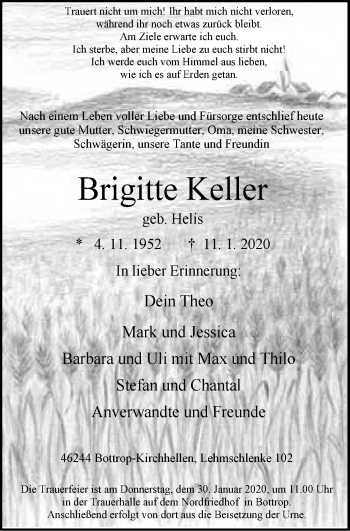 Traueranzeigen Von Brigitte Keller Trauer In NRW De