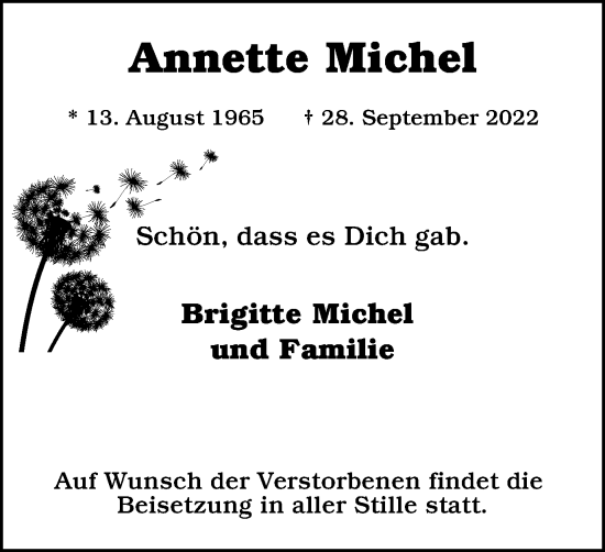 Traueranzeigen Von Annette Michel Trauer In Nrw De