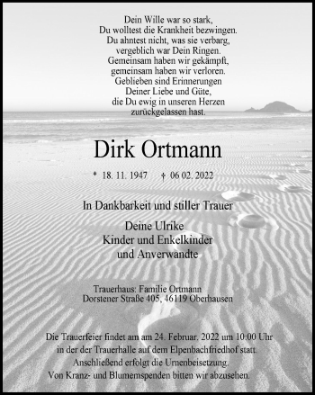 Traueranzeigen Von Dirk Ortmann Trauer In NRW De