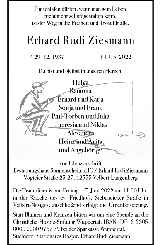 Traueranzeige von Erhard Rudi Ziesmann von WVW Anzeigenblätter