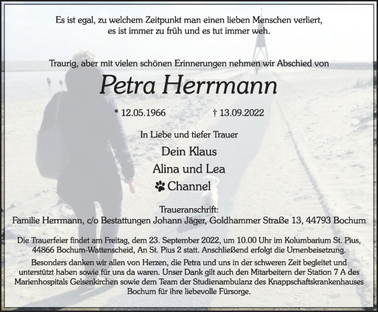 Traueranzeigen Von Petra Herrmann Trauer In NRW De