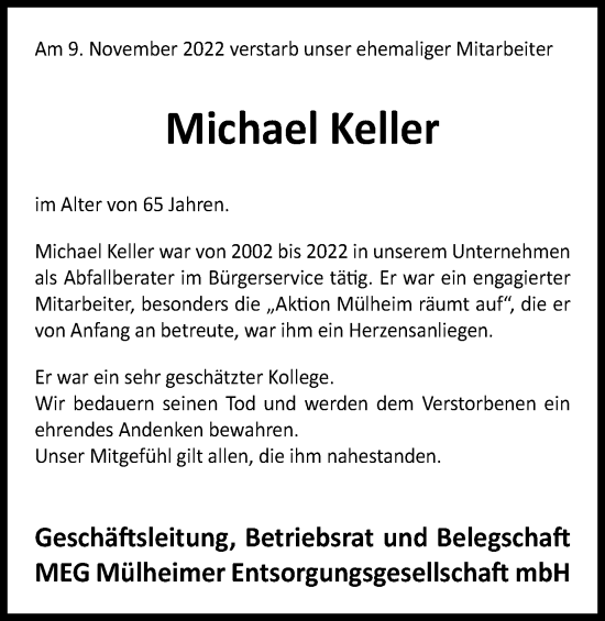 Traueranzeigen Von Michael Keller Trauer In NRW De