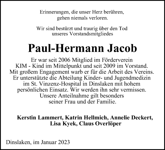 Traueranzeigen Von Paul Hermann Jacob Trauer In NRW De