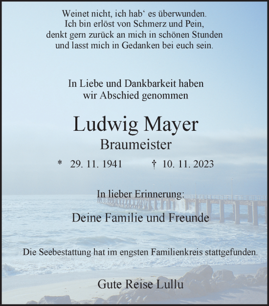 Traueranzeigen Von Ludwig Mayer Trauer In Nrw De