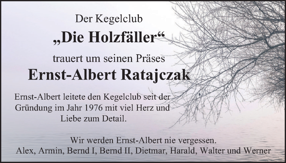 Traueranzeigen Von Ernst Albert Ratajczak Trauer In NRW De