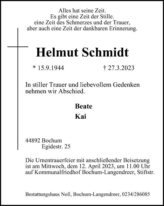 Traueranzeigen Von Helmut Schmidt Trauer In Nrw De