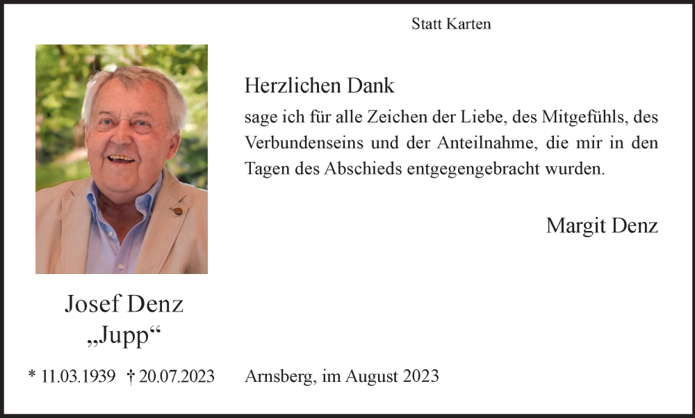 Traueranzeigen Von Josef Denz Trauer In Nrw De