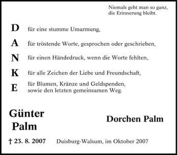 Traueranzeigen Von G Nter Palm Trauer In Nrw De