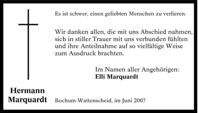 Traueranzeigen Von Hermann Marquardt Trauer In NRW De