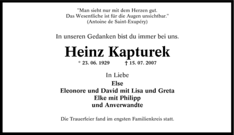 Traueranzeigen Von Heinz Kapturek Trauer In NRW De