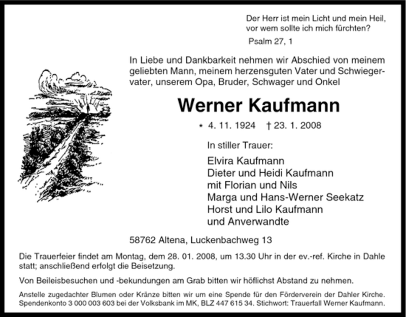 Traueranzeigen Von Werner Kaufmann Trauer In NRW De