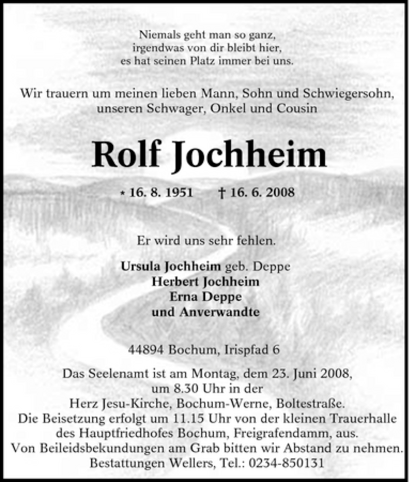 Traueranzeigen Von Rolf Jochheim Trauer In Nrw De