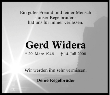 Traueranzeigen Von Gerd Widera Trauer In NRW De