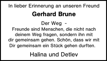 Traueranzeigen Von Gerhard Brune Trauer In NRW De