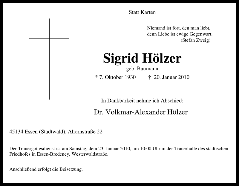 Traueranzeigen Von Sigrid H Lzer Trauer In Nrw De