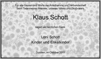 Traueranzeigen Von Klaus Schott Trauer In Nrw De