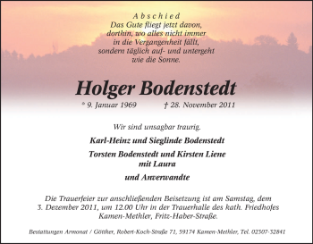 Traueranzeigen Von Holger Bodenstedt Trauer In NRW De