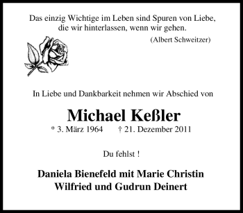 Traueranzeigen von Michael Keßler Trauer in NRW de