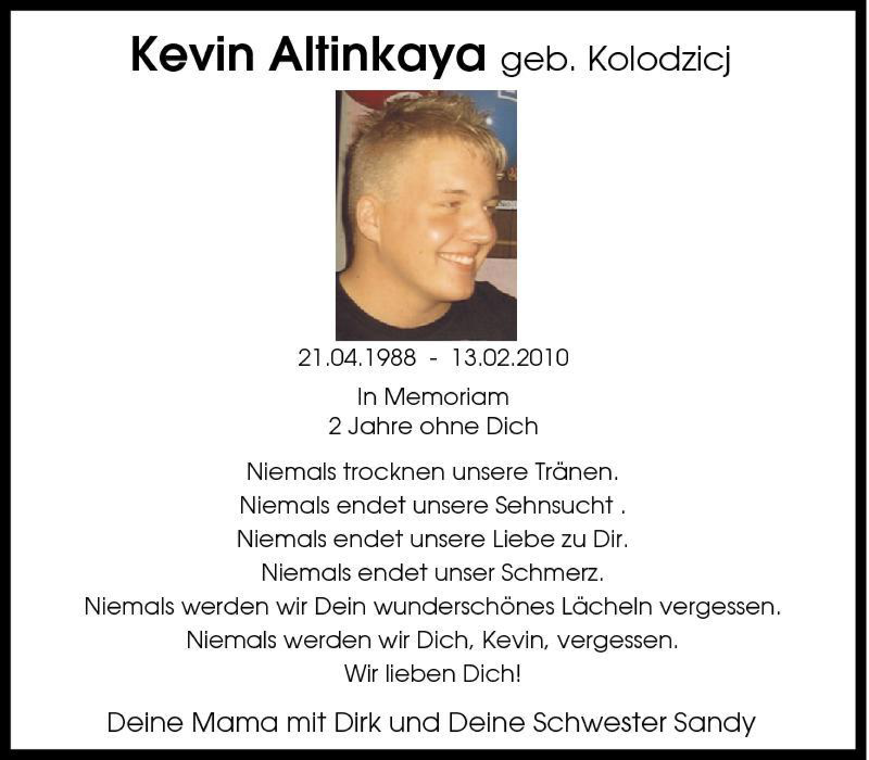 Traueranzeigen Von Kevin Altinkaya Trauer In NRW De