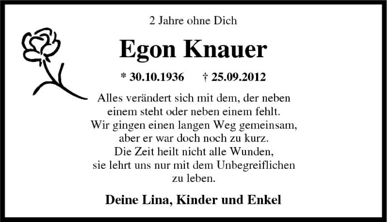 Traueranzeigen Von Egon Knauer Trauer In Nrw De