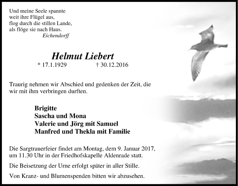 Traueranzeigen Von Helmut Liebert Trauer In NRW De