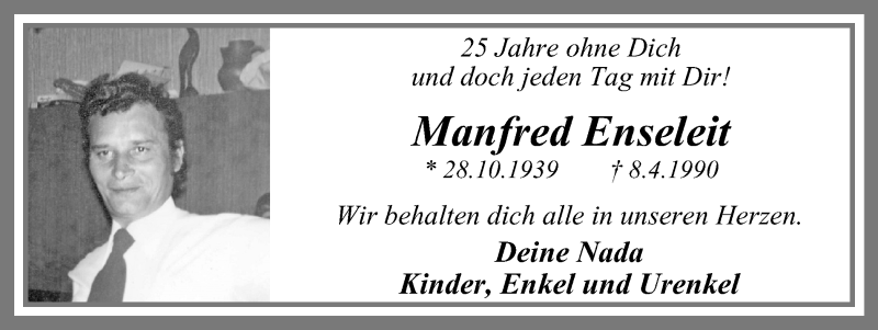  Traueranzeige für Manfred Enseleit vom 08.04.2015 aus Lüner Anzeiger