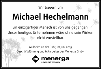Traueranzeige von Michael Hechelmann von Mülheimer Woche