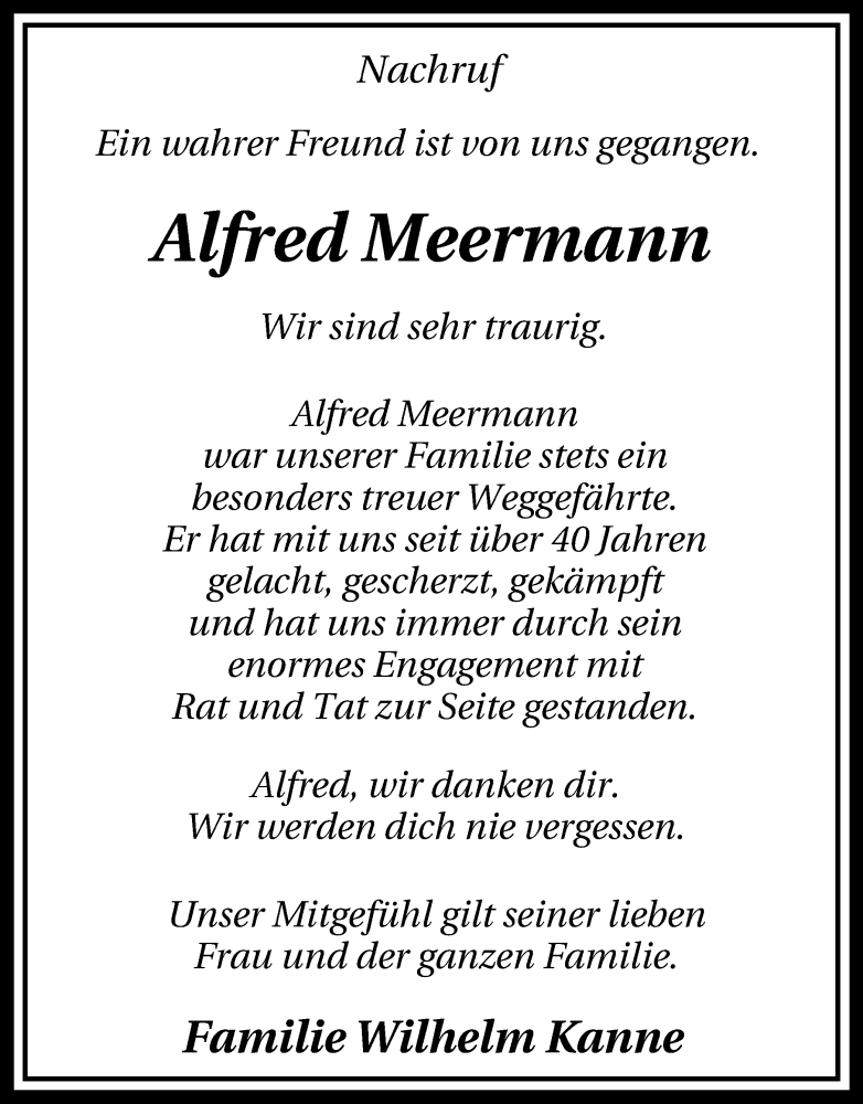  Traueranzeige für Alfred Meermann vom 11.02.2015 aus Lüner Anzeiger