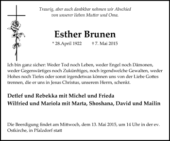 Traueranzeige von Esther Brunen von Gocher Wochenblatt