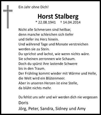 Traueranzeige von Horst Stalberg von Wochen-Anzeiger Oberhausen