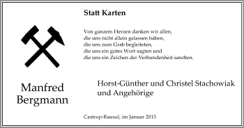 Traueranzeige von Manfred Bergmann von Stadtanz.Castrop-Rauxel