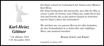 Traueranzeige von Karl-Heinz Göttner von Wochen-Anzeiger Langenfeld/Monheim/Hilden