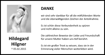 Traueranzeige von Hildegard Hilgner von Stadtspiegel Gladbeck