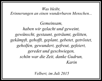 Traueranzeige von Gemeinsam  von Stadtanzeiger Velbert + Heiligenhaus