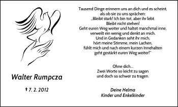 Traueranzeige von Walter Rumpcza von Gocher Wochenblatt