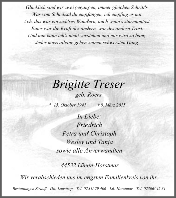 Traueranzeige von Brigitte Tresen von Lüner Anzeiger