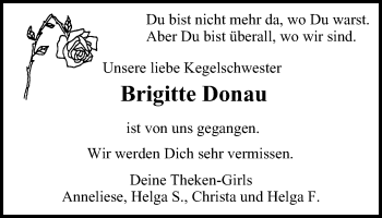 Traueranzeige von Brigitte Donau von Mülheimer Woche