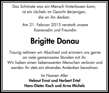Traueranzeige von Brigitte Donau von Mülheimer Woche